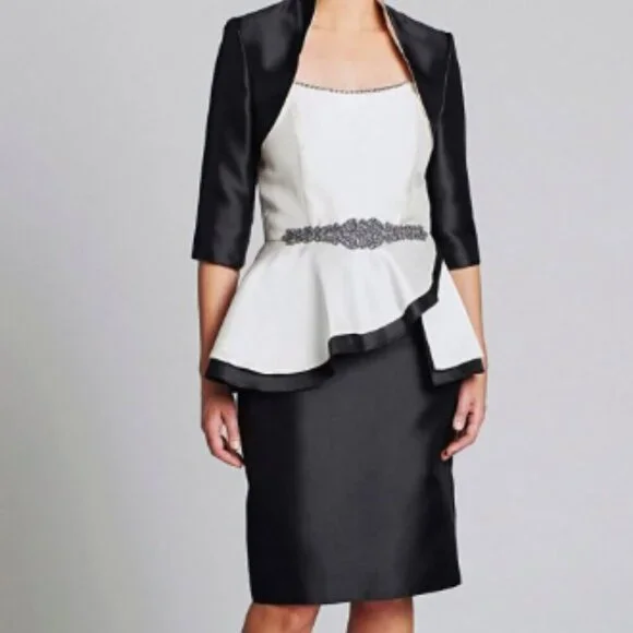 Ideas by Barbara Mother of the Bride Evening Dress Black/Ivory 3958--15 S M NWT - Picture 12 of 14